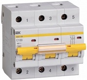 Выключатель автоматический модульный 3п C 100А 10кА ВА47-100 IEK MVA40-3-100-C