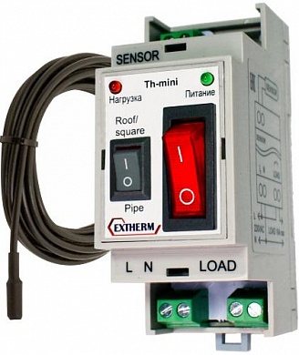 Термостат комбинированный 2 в 1 в комплекте с датчиком температуры для управления системой антиобледенения кровли или обогрева трубопроводов EXTHERM T