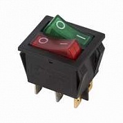 Выключатель клавишный 250В 15А (6с) ON-OFF крас./зел. с подсветкой двойной (RWB-511) Rexant 36-2450